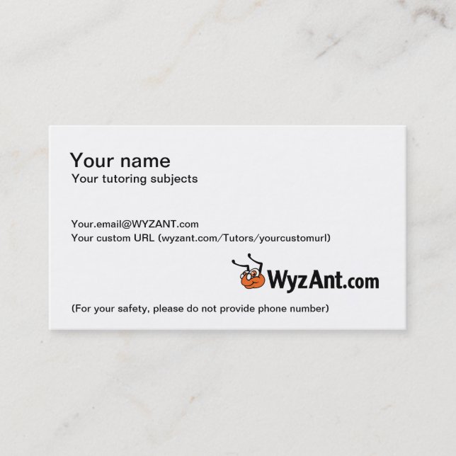WyzAnt Customizable Business Cards (Front)