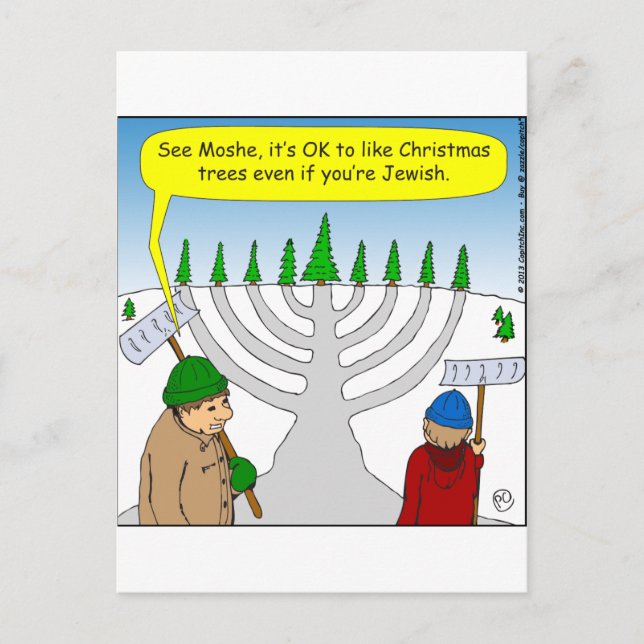 x04 Jews like Christmas too - cartoon Holiday Postcard (Front)