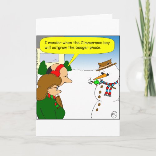 x11 snowman booger cartoon holiday card