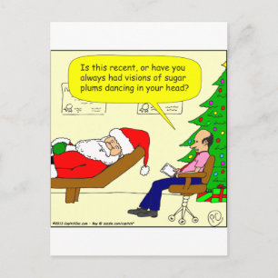 x30 Santa talks to his therapist - Cartoon Holiday Postcard