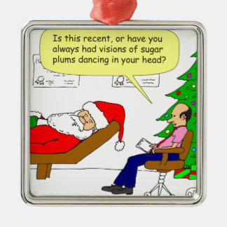 x30 Santa talks to his therapist - Cartoon Metal Ornament