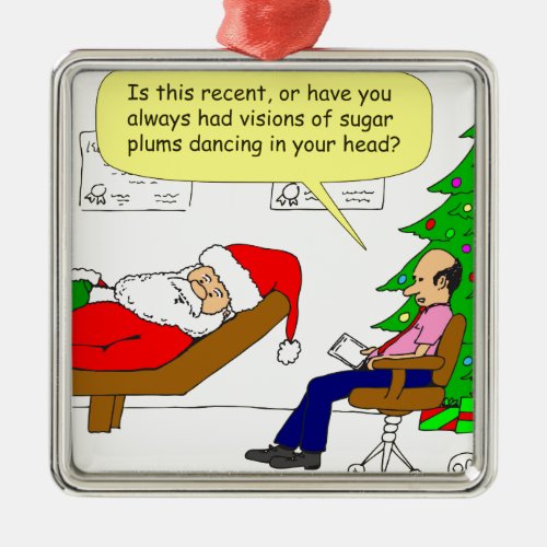 x30 Santa talks to his therapist _ Cartoon Metal Ornament