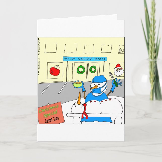 x45 carrot nose job cartoon holiday card (Front)
