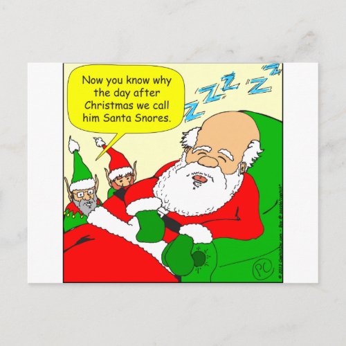 x47 Santa Snores cartoon Holiday Postcard