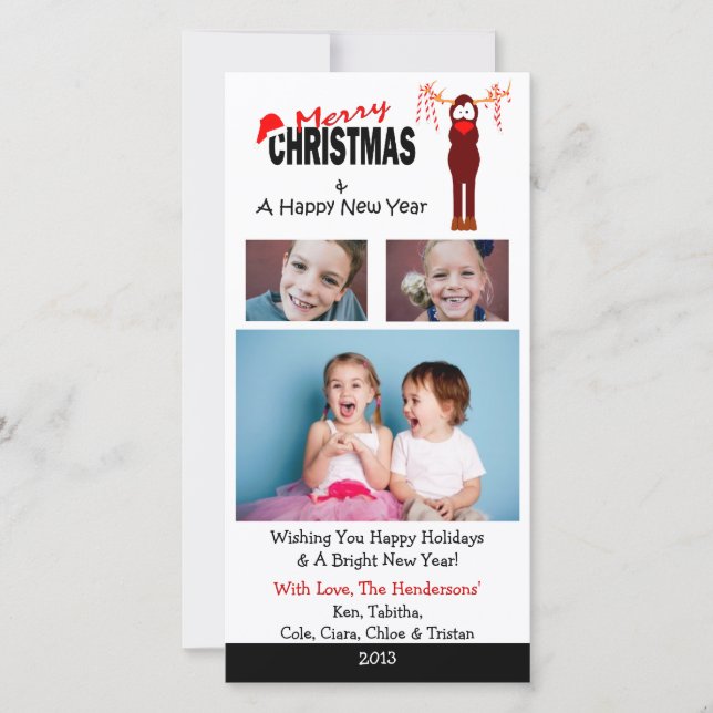 X4 Reindeer Candy Canes Christmas Cards (Front)