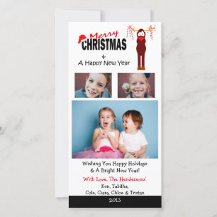 X4 Reindeer Candy Canes Christmas Cards