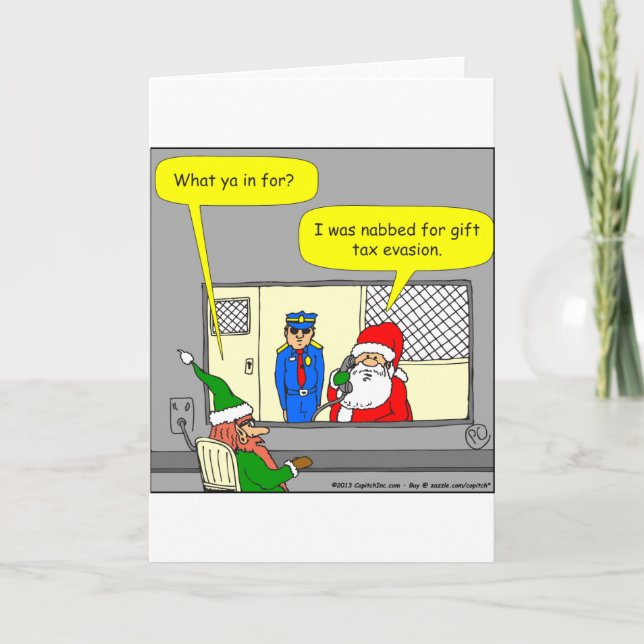 x53 gift tax evasion cartoon holiday card (Front)