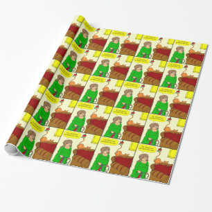 x55 Cat butt mistletoe Christmas cartoon Wrapping Paper