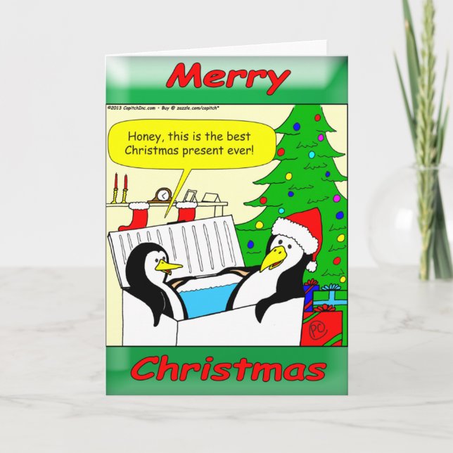 x57 A hot tub for penguins would be freezing cold Holiday Card (Front)
