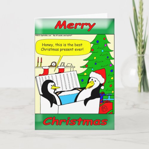 x57 A hot tub for penguins would be freezing cold Holiday Card