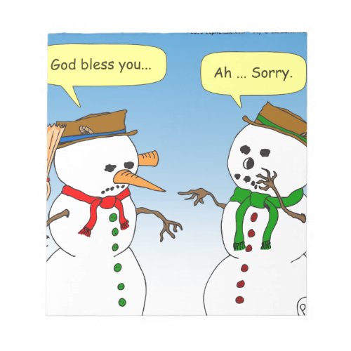 x58 snowman god bless you carrot cartoon notepad