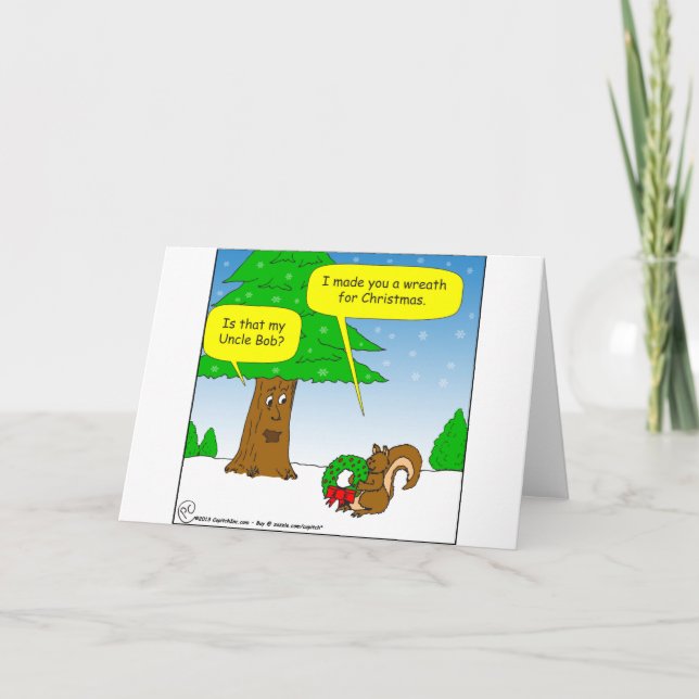 x59 uncle bob christmas wreath cartoon holiday card (Front)