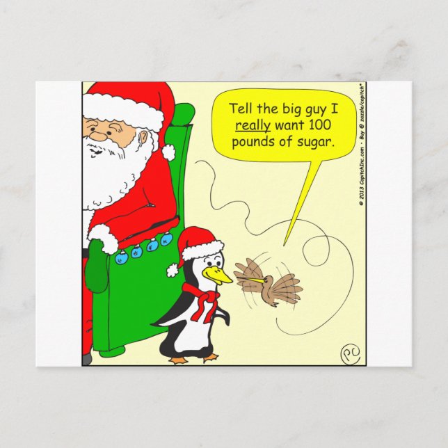 x61 christmas sugar hummingbird cartoon holiday postcard (Front)