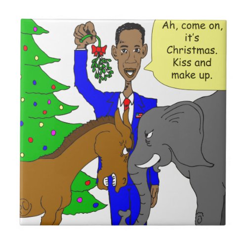 x69 donkey elephant president Obama cartoon Tile