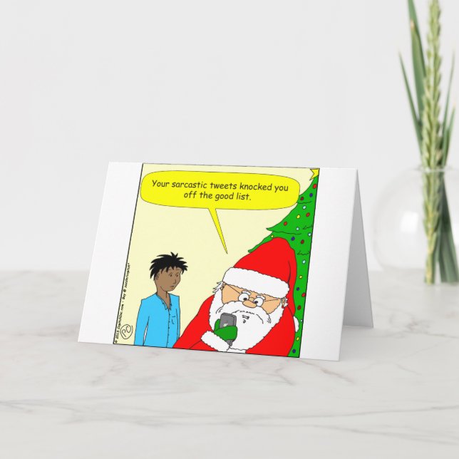 x75 sarcastic tweets cartoon holiday card (Front)