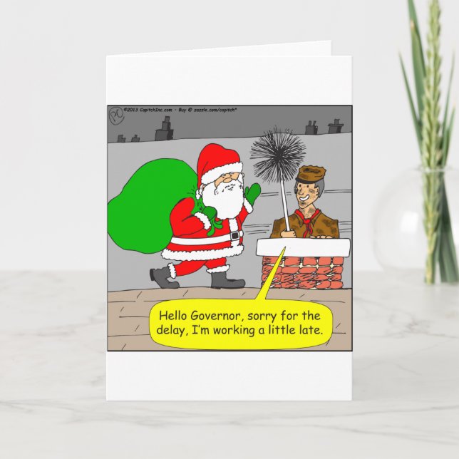x76 hello governor santa cartoon holiday card (Front)