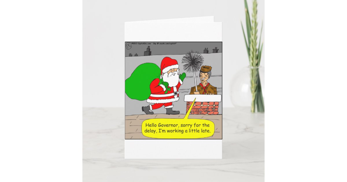 x76 hello governor santa cartoon holiday card | Zazzle
