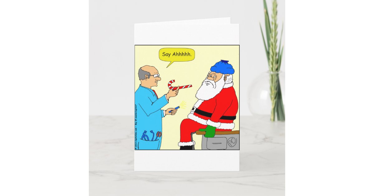 x85 Santa say ahhh Cartoon Holiday Card | Zazzle