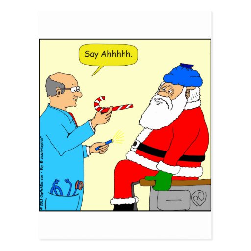 x85 Santa say ahhh Cartoon Postcard | Zazzle