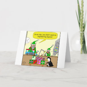 x87 Elf Engineering degree cartoon Holiday Card