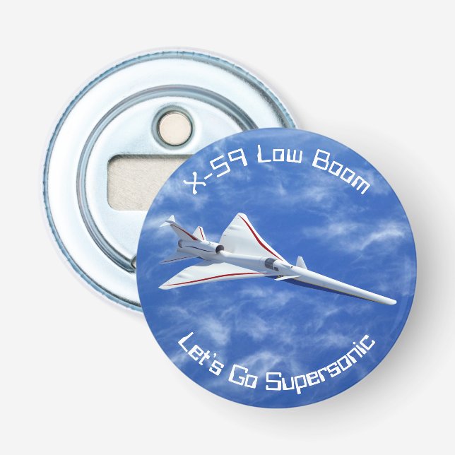 X-59 Low Boom Supersonic Jet Aircraft Bottle Opener (Front)