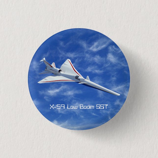 X-59 Low Boom Supersonic Jet Aircraft Button (Front)