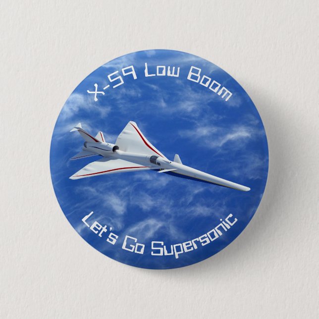 X-59 Low Boom Supersonic Jet Aircraft Button (Front)