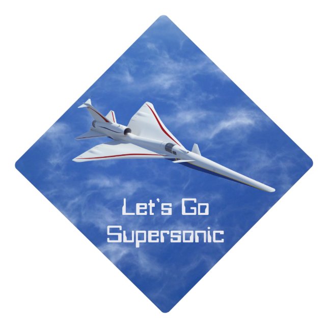 X-59 Low Boom Supersonic Jet Aircraft Graduation Cap Topper (Front)