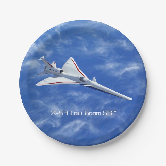X-59 Low Boom Supersonic Jet Aircraft Paper Plates (Front)