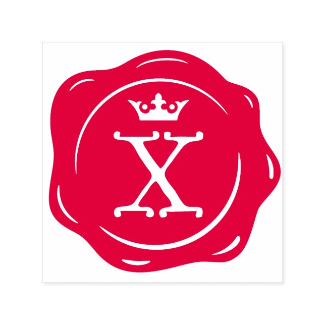 X - Antique Wax Seal Gothic Crown Initial Letter Self-inking Stamp (Design)