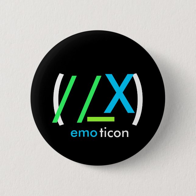 (//_X)emoticon Pinback Button (Front)