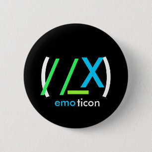 (//_X)emoticon Pinback Button