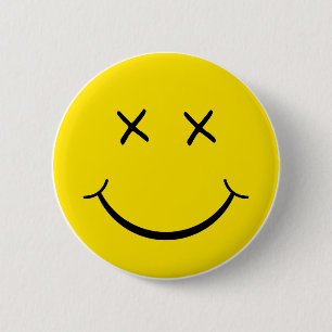 X Eye Face Pinback Button