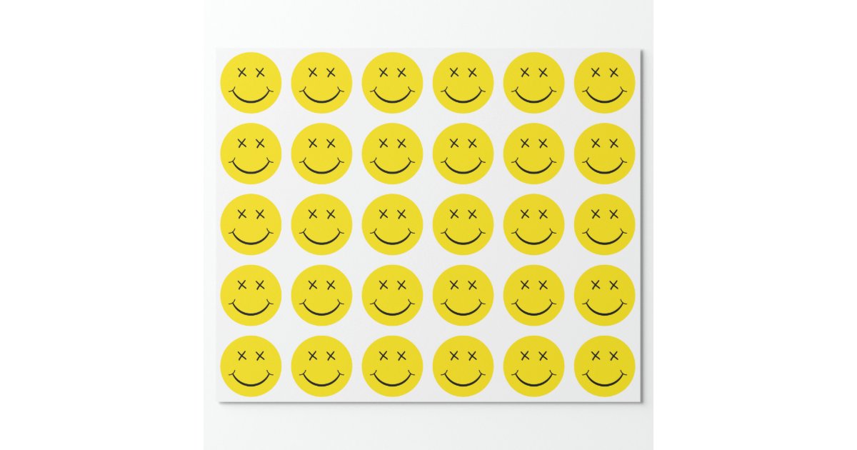 X Eye Smiley Face Wrapping Paper | Zazzle