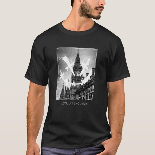 X Eyed Smile Face Travel Edition London England T-Shirt (Front)