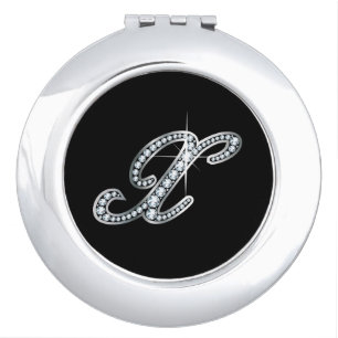 X Faux-"Diamond Bling" Pill Case Compact Mirror