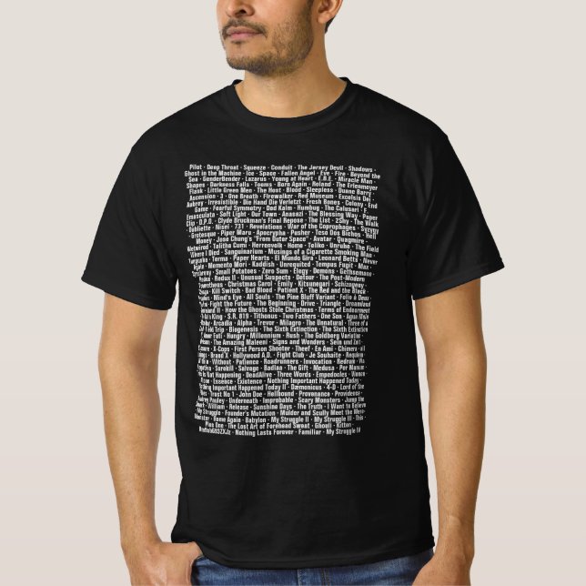 X-Files episode and movie titles T-Shirt (Front)