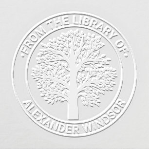 X Full Leafy Tree Library Book Family Name Embosser