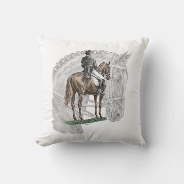 X-Halt Salute Dressage Horse Throw Pillow (Front)
