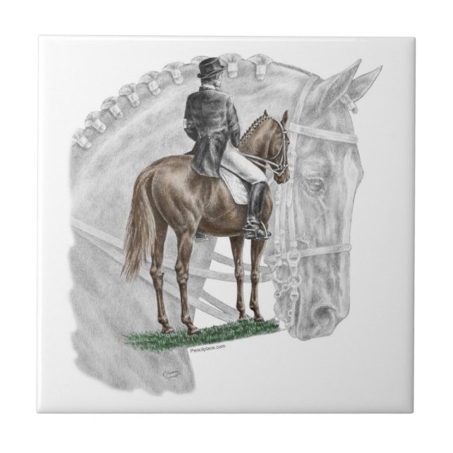 X-Halt Salute Dressage Horse Tile (Front)