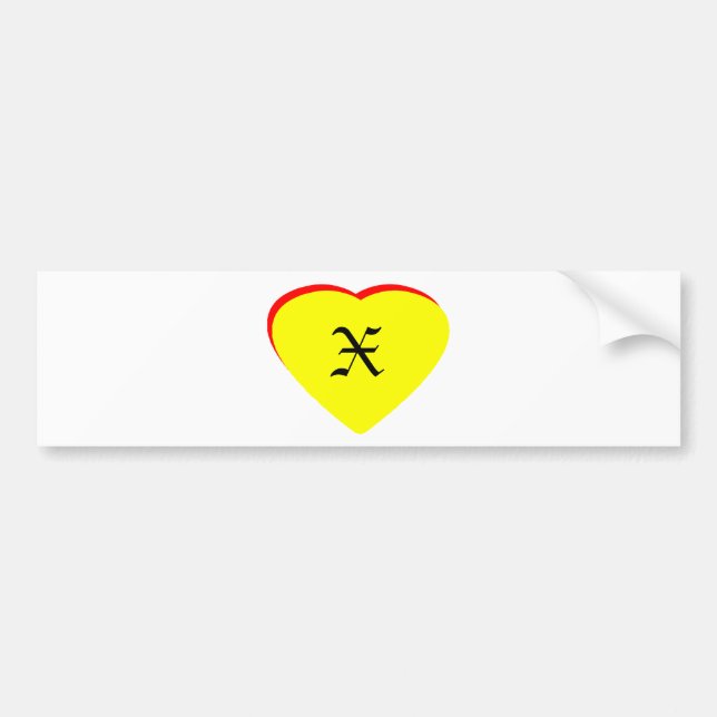 "X" Heart Yellow Red Wedding Invitation The MUSEUM Bumper Sticker (Front)