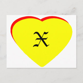 "X" Heart Yellow Red Wedding Invitation The MUSEUM Postcard
