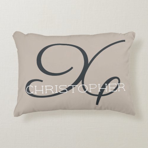 X Initial Calligraphy Name Taupe Tan Neutral Chic Accent Pillow