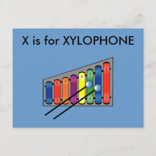 "X" is for Xylophone Alphabet Flashcard Postcard