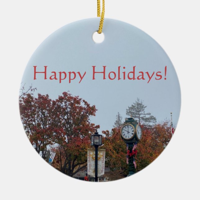 X.ITINERARIES: Happy Holidays! Ceramic Ornament (Front)