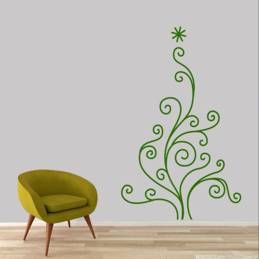 X-Large Swirling Christmas Tree Green Wall Decal (Front)