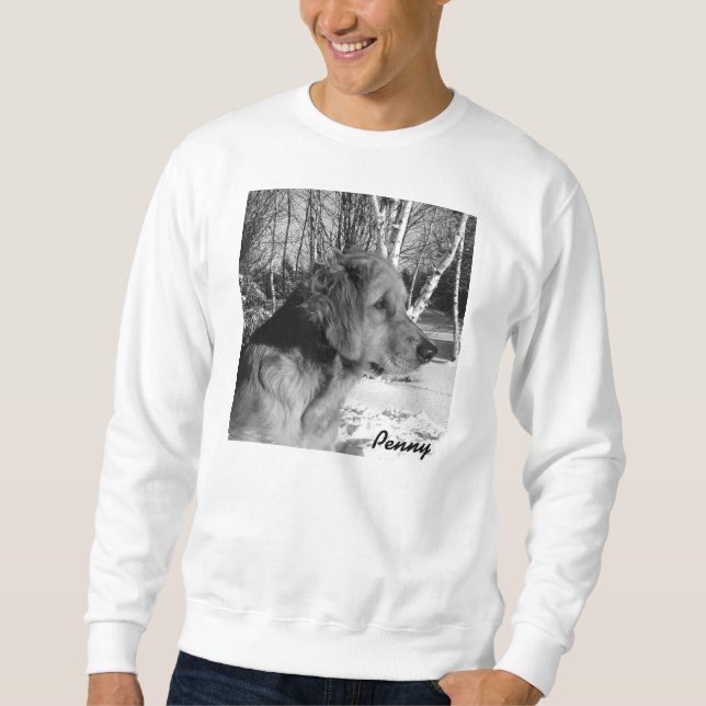 X-Large White Sweatshirt of Penny and Birch Trees (Front)