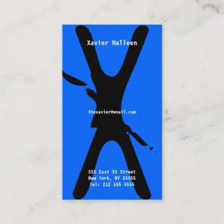X Letter Alphabet Business Card Neon Blue