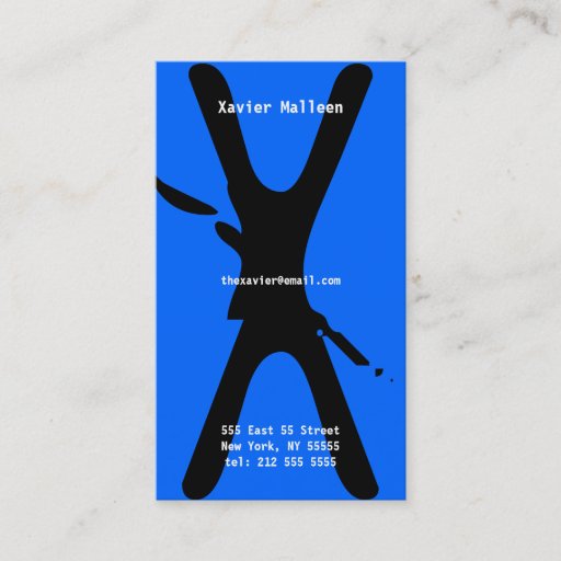 Customizable X Letter Alphabet Business Card Neon Blue