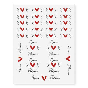 X Love X Lesbian Couple Name Temporary Tattoos
